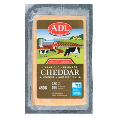 ADL Cheddar Cheese Classic 1 Year Old Coloured 32% M.F. 450 g, $3.11/100g
