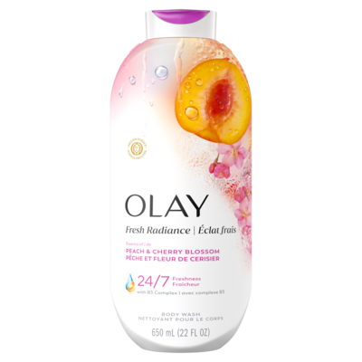 Olay Fresh Radiance Body Wash with Essence of Peach and Cherry Blossom, Vitamin B3 and Antioxidant Blend 650 ml, $1.60/100ml