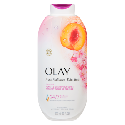 Olay Body Wash, Peach & Cherry Blossom 650 ml, $1.84/100ml