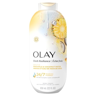 Olay Fresh Radiance Body Wash with Essence of Pineapple and Coconut Water, Vitamin B3 and Antioxidant Blend 650 ml, $2.00/100ml