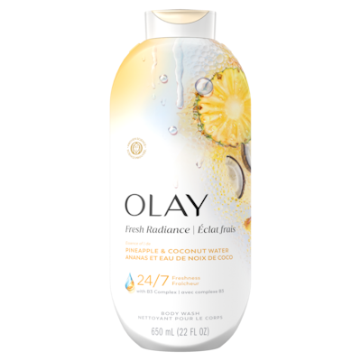 Olay Fresh Radiance Body Wash with Essence of Pineapple and Coconut Water, Vitamin B3 and Antioxidant Blend 650 ml, $2.08/100ml
