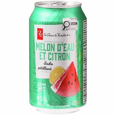 le Choix du Président Soda pétillant au melon d’eau et au citron, lot de 12 canettes 12x355.0 ml, 0,17 $/100ml