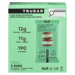 Trubar Barre protéinée à base de plantes j'craque pour la menthe 5x50.0 g, 6,20 $/100g