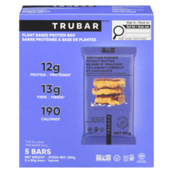 Trubar Barre protéinée à base de plantes beurre d'arachide tellement crémeux et chocolaté 5x50.0 g, 6,20 $/100g