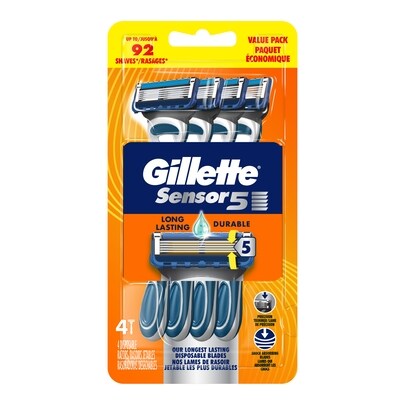 Gillette Rasoirs jetables 5 pour hommes, 4 unités 4 ea, 6,25 $/1ch