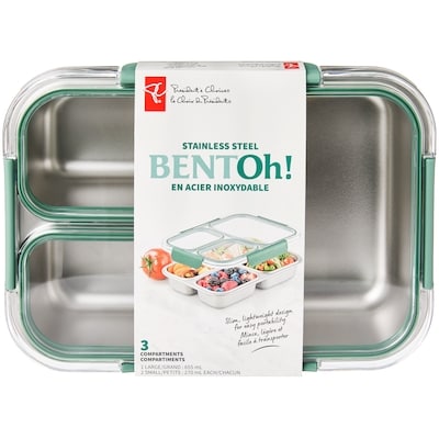le Choix du Président Contenant BentOh! en acier inoxydable à 3 compartiments 1 ea, 17,00 $/1ch