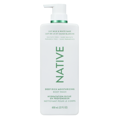 Native Deep Rich Moisturizing Body Wash, Lily Milk and White Sage 650 ml, $2.46/100ml