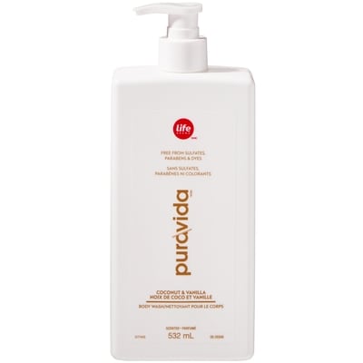 Life Brand PuraVida Body Wash, Coconut & Vanilla  532 ml, $1.50/100ml