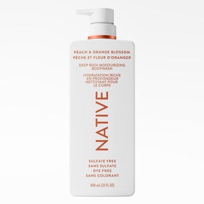 Native Nettoyant pour le corps hydratant, parfum de pêche et fleur d’oranger 650 ml, 3,08 $/100ml