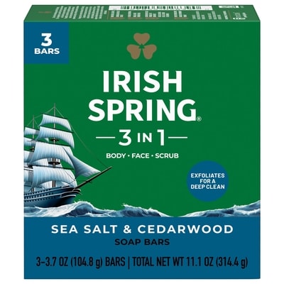 Irish Spring Soap Bars 3 In 1 Sea Salt & Cedarwood 3 ea, $2.16/1ea
