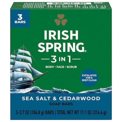 Pain de Savon 3-en-1 pour Homme Sel de Mer et Bois de Cèdre