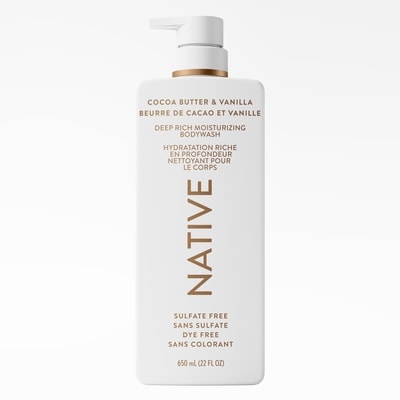 Native Nettoyant pour le corps hydratant, parfum de beurre de cacao et vanille 650 ml, 3,08 $/100ml
