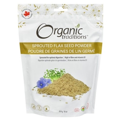Organic Traditions Sprouted Flax Seed Powder 454 g, $4.40/100g