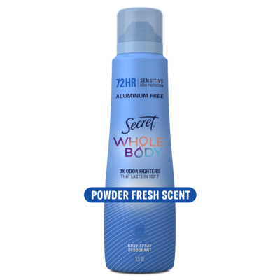 Secret Whole Body Deodorant Spray for Women, Powder Fresh Scent, Aluminum Free Deodorant, 72 HR Odor Protection 99 g, $19.18/100g