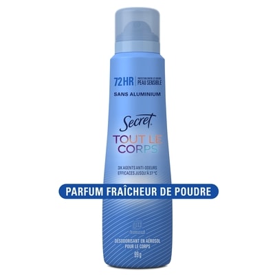 Secret Désodorisant en vaporisateur Tout le corps pour femmes, parfum Fraîcheur de poudre, désodorisant sans aluminium, protection contre les odeurs pendant 72 H 99 g, 19,18 $/100g