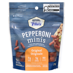 Piller’s Collations demi-traité à sec pepperoni minis originale 175 g, 4,57 $/100g