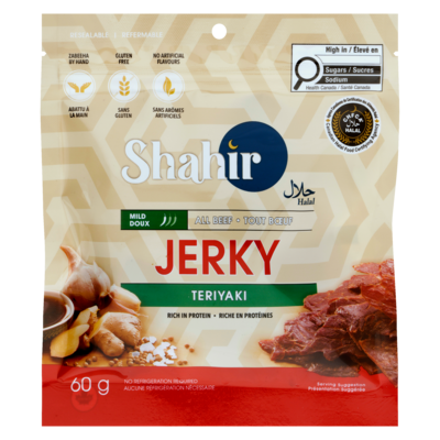 Shahir Halal Jerky teriyaki doux tout bœuf 60 g, 13,33 $/100g