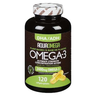 Aqua Omega Plant-Based Omega-3 Algae Oil Ultimate Strength 120 ea, $0.46/1ea