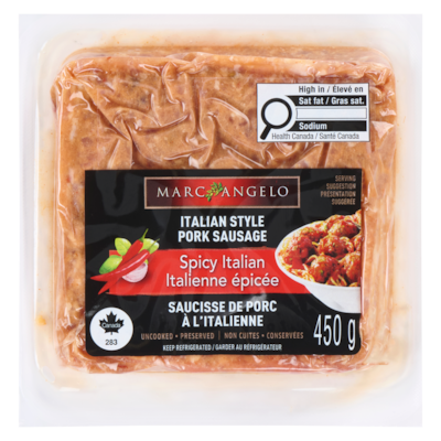 Charlevoix Saucisse de porc à l'italienne italienne épicée 450 g, 1,33 $/100g