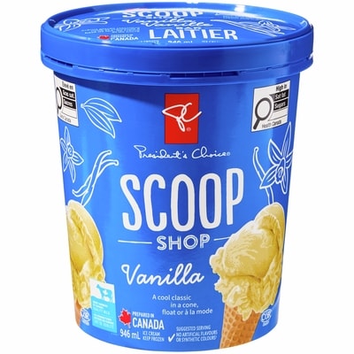 President's Choice Scoop Shop Ice Cream, Vanilla 946 ml, $0.63/100ml