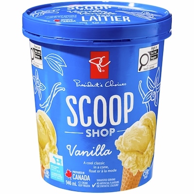 le Choix du Président Crème glacée vanille 946 ml, 0,53 $/100ml