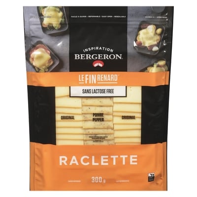 Bergeron Fromage à pâte ferme affiné en surface raclette 30% m.g. 300 g, 4,83 $/100g