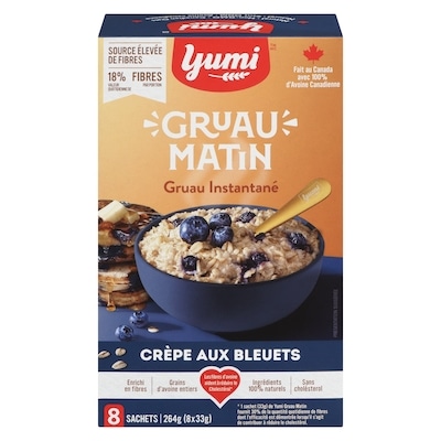 Yumi Organics Gruau instantané crèpe aux bleuets 264 g, 1,52 $/100g