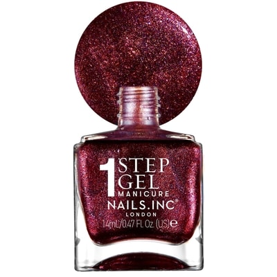 Nails Inc It's Topless Scarlett Burgundy Shimmer