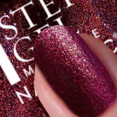 Nails Inc It's Topless Scarlett Burgundy Shimmer