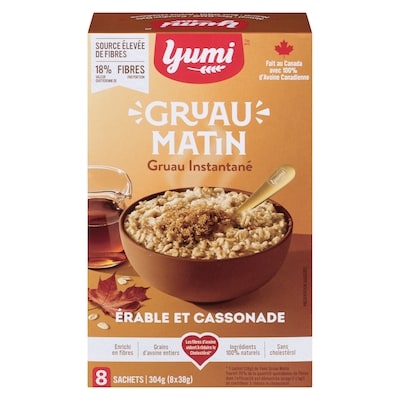 Yumi Organics Gruau instantané érable et cassonade 264 g, 1,52 $/100g