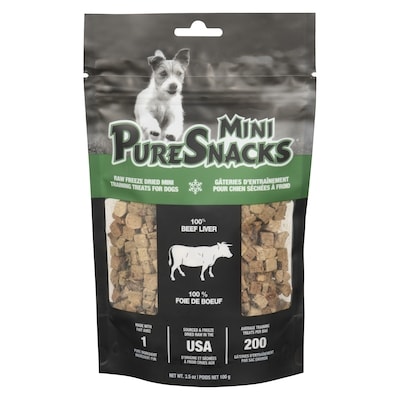 PureSnacks Gâteries d'entraînement pour chien séchées à froid 100 % foie de bœuf 100 g, 10,49 $/100g