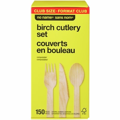 Sans Nom Lot de 150 couverts en bouleau, format club 150 ea, 0,07 $/1ch