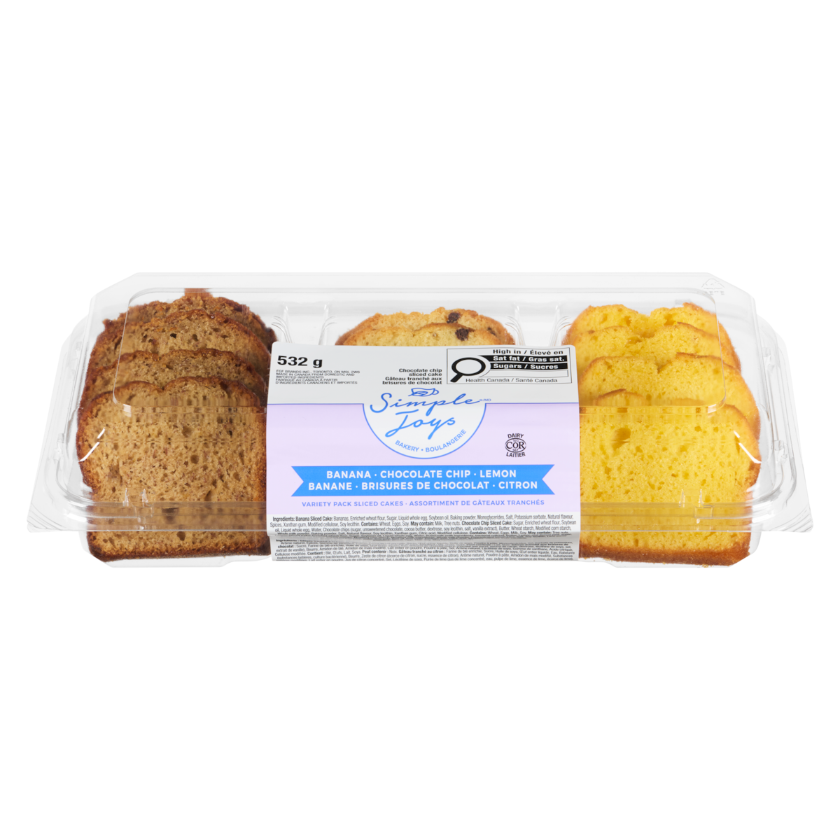 Simple Joy Sliced Loaf Cakes Trio - Banana, Chocolate Chips, Lemon