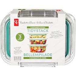 President's Choice TidyStack Glass Containers 3 Pack 1 ea, $21.00/1ea