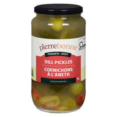 Pierrebonne Cornichons à l'aneth piquants 1 l, 0,75 $/100ml