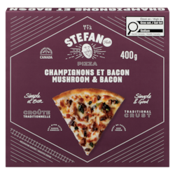 Stefano Faita Pizza champignons et bacon 400 g, 2,25 $/100g