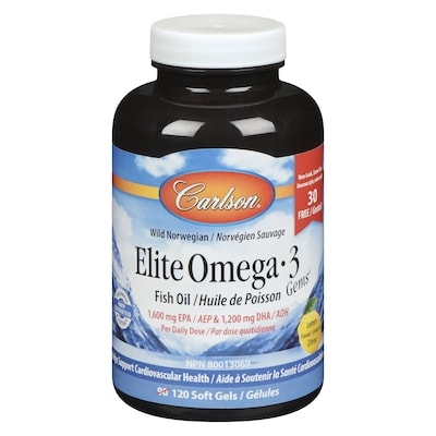 Carlson Fish Oil Gems Elite Omega-3 Lemon Flavour 90 ea, $0.74/1ea