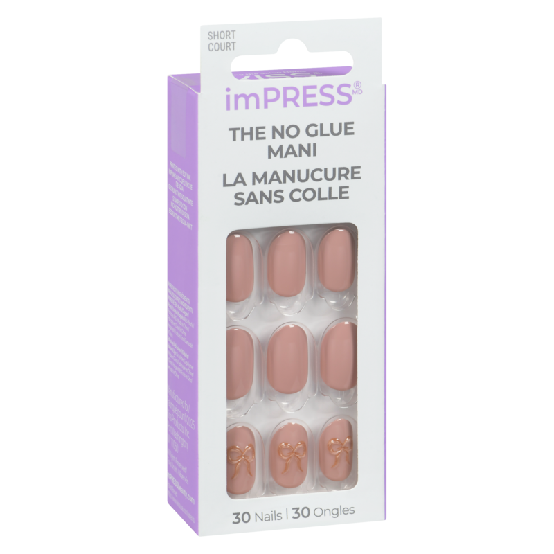 Kiss Impress Nails - Close To You, Pink And Gold, Oval, Short, 30 Ct Pink