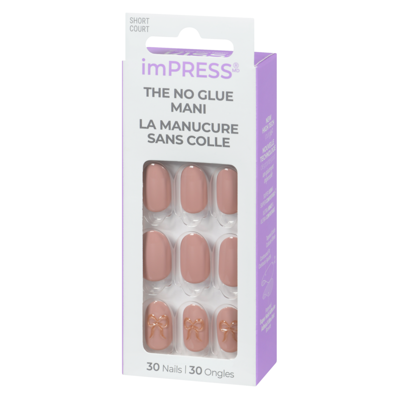 Kiss Impress Nails - Close To You, Pink And Gold, Oval, Short, 30 Ct Pink