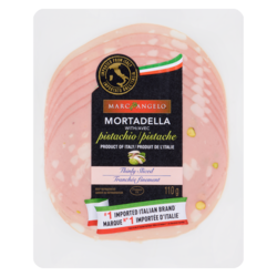 Marc Angelo Mortadelle avec pistache tranchée finement 110 g, 4,99 $/100g