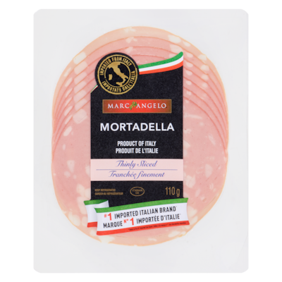 Marc Angelo Mortadelle avec pistache tranchée finement 110 g, 4,99 $/100g