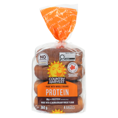 Country Harvest Bagels protein 360 g, 1,80 $/100g