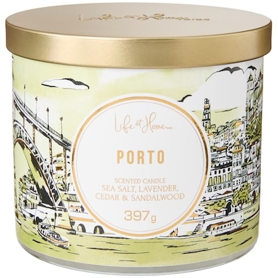 Life at Home Porto Sea Salt, Lavender, Cedar, and Sandalwood Scented Candle 1 ea, $16.00/1ea