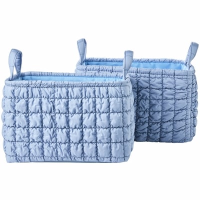 Life at Home Lot de 2 paniers de rangement matelassés à motif de bulles – bleu 2 ea, 17,50 $/1ch