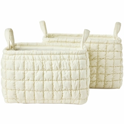 Life at Home Lot de 2 paniers de rangement matelassés à motif de bulles – blanc 2 ea, 17,50 $/1ch