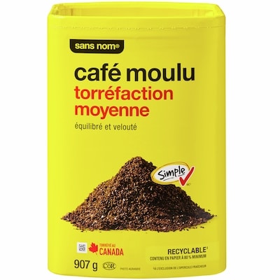 Sans Nom Café moulu à torréfaction moyenne 907 g, 1,98 $/100g