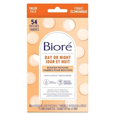 Biore Timbres pour boutons jour et nuit, timbres hydrocolloïdes pour couvrir les boutons et réduire leur taille de bioré | sans colorant, 54 unités transparent 54 ea, 0,56 $/1ch