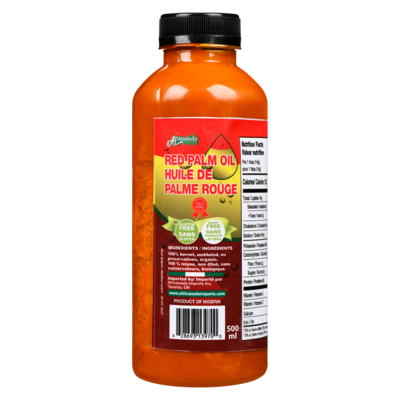 Africanada Huile de palme rouge 500 ml, 1,25 $/100ml