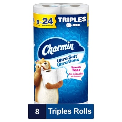 Charmin Toilet Paper Ultra Soft, 8 Triple Rolls, 2-ply Bath Tissue 8 ea, $0.87/1ea