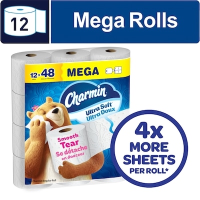 Charmin Toilet Paper Ultra Soft, 12 Mega Rolls 12 ea, $1.58/1ea